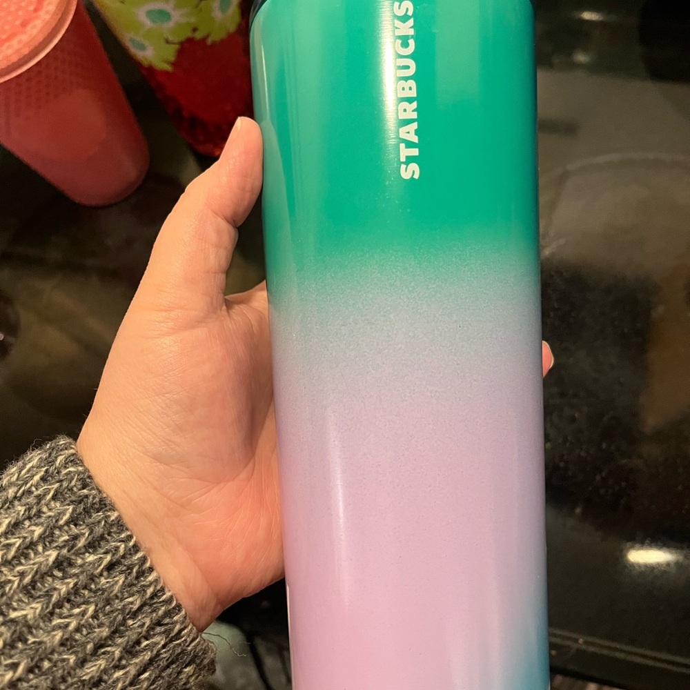 Starbucks Venti Stainless Steel Green and Purple Ombré